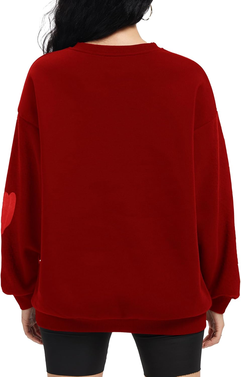 Womens Love Heart Print Sweatshirt Long Sleeve Crew Neck Sweat Shirt Valentine's Day Clothes - Image 2