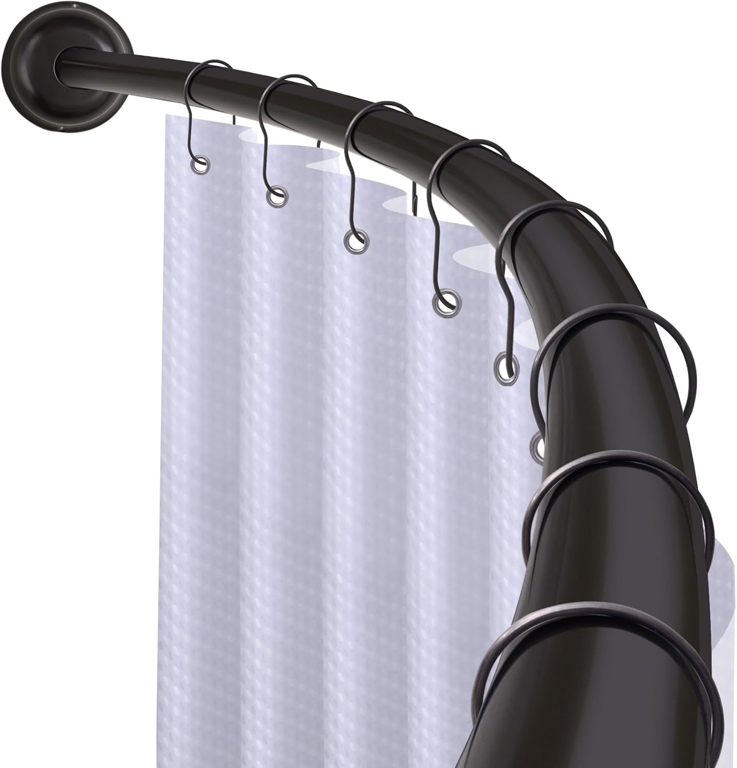 Utopia Alley 45-72" Wall Mounted Wall Mounted Curved Shower Rod, Rust-Proof and Adjustable Shower Curtain Rod, Need Drilling, Black