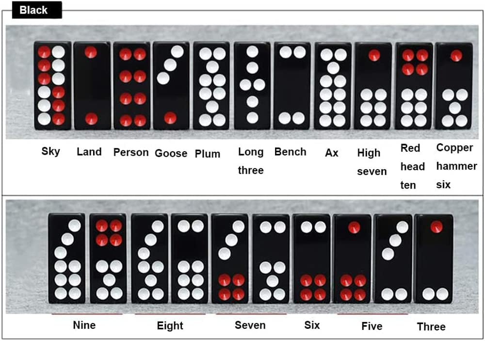 32PCS Pai Gow Tiles Game Set,Chinese Traditional Black Dominoes Pai Gow, Pai Gow Poker, Best Casino Game Party Fun Toy for Entertainemnt (28#)
