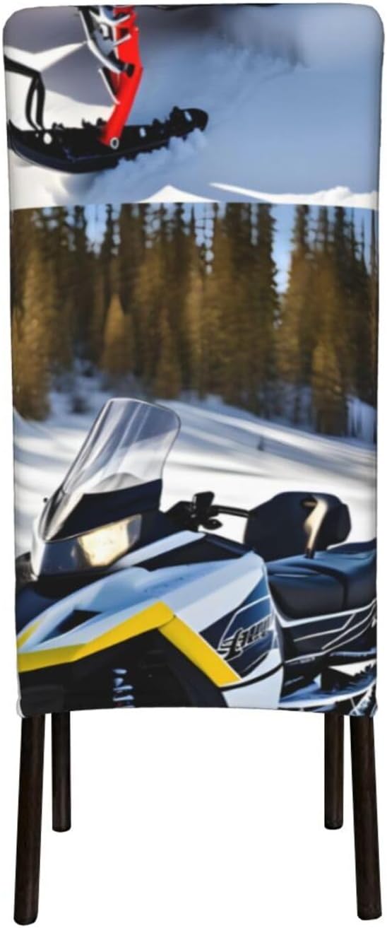 Advanced Snowmobile Prints Protection Cover for Dining Chair - Stretchable Chair Throw Covers for Dining Room, Hotel Event Party