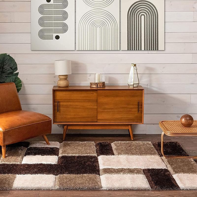 Image of TRANQUIL Polyester Fluffy Fur Rug Shaggy Modern Carpet for Living Room, Bedroom, Guest Room, Kids Room (6x9 Feet, Multi 01)