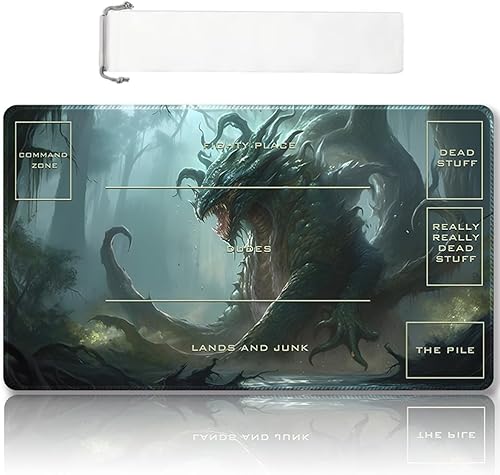 Tapete de juego MTG cosido de alta calidad con zonas y parte trasera de goma antideslizante, tapete de juego TCG para MTG y otros juegos de cartas,