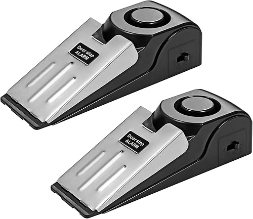 Alarma de tope de puerta, paquete de 2 unidades, tope de puerta de 120 dB, alarma de tope de puerta de cuña, ideal para viajes, hotel, seguridad