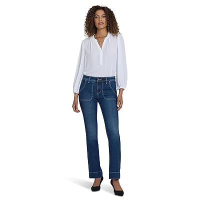 NYDJ Petite Barbara Bootcut Rounded Utility Pocket Jeans in Dark Loire Women