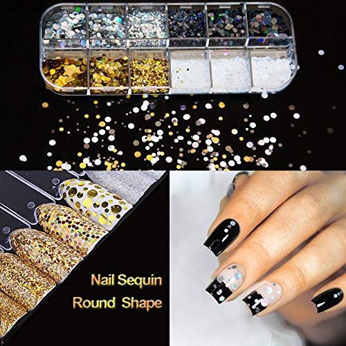 EBANKU 7 Boxen Nagel Pailletten Glitter Runde, ultradünne bunte Festival Gesicht Körper Haar Nail Art Glitter Aufkleber… – Bild 5