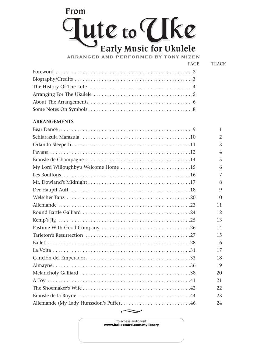 From Lute To Uke Early Music For Ukulele (Arr Mizen Tony) Uke Bk/Cd