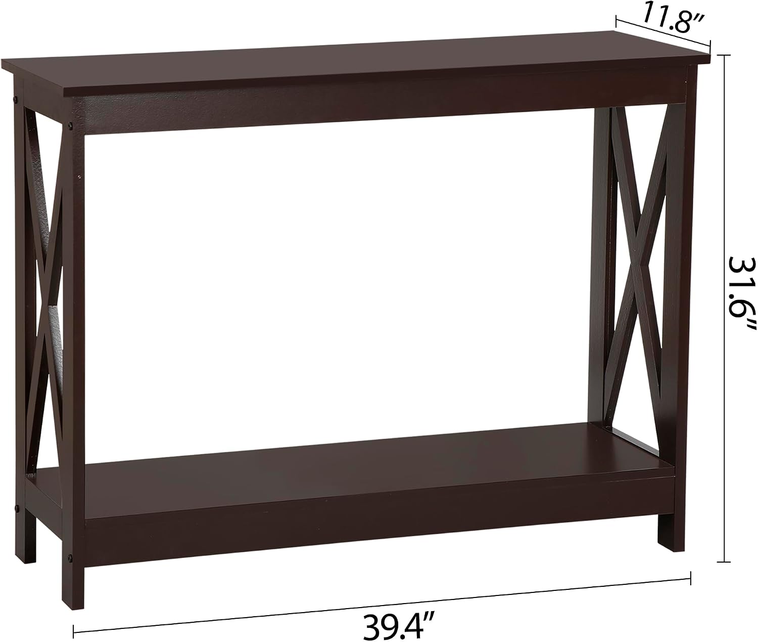 Sofa Side Console Table with 2 Storage Shelves Narrow Accent Table for Entryway/Hallway/Living Room Dark Brown