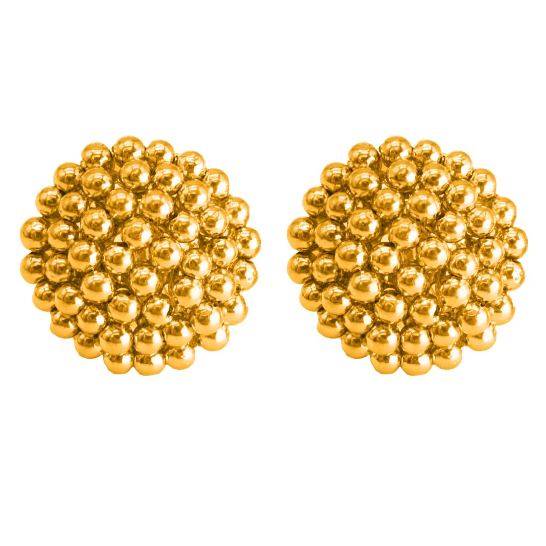 22KT (916) Yellow Gold Thushi Stud Earrings for Women | Classic Plain Gold Design-image-22
