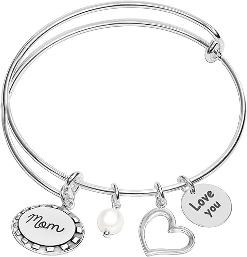 LeCalla Pulsera de plata de ley 925 con alambre expandible para mujer, Plata de ley