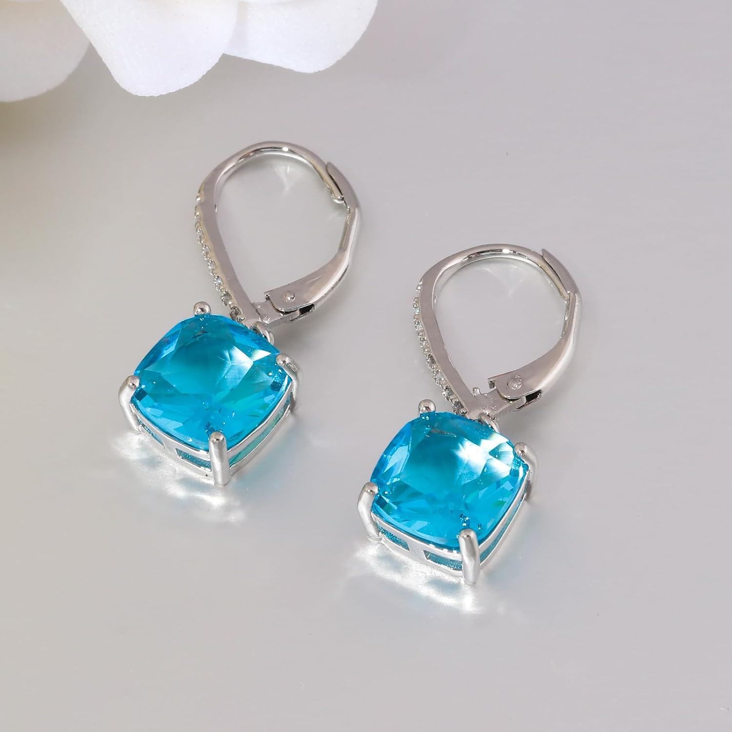 CiNily Square-cut Drop Dangle Earrings for Women Hypoallergenic, Multi-color Cubic Zirconia Earrings Diamond Dangle Earrings Jewelry Gifts for Mothers Day 14K White Gold, Yellow Gold, Rose Gold - Image 6