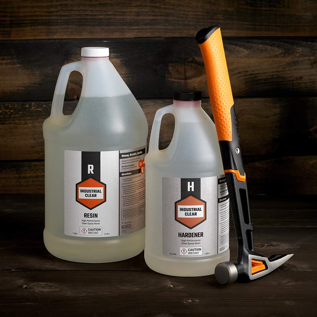1.5 Gallon Industrial Clear Epoxy Resin Kit – Crystal Clear, High-Gloss, Heat & Scratch Resistant Table Top Epoxy for Countertops, Bartops, Live Edge Wood, Furniture Refinishing & Flooring