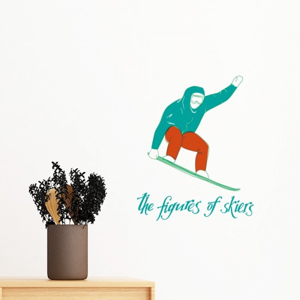 Sticker ski illustration design amovible et repositionnable de 35cm