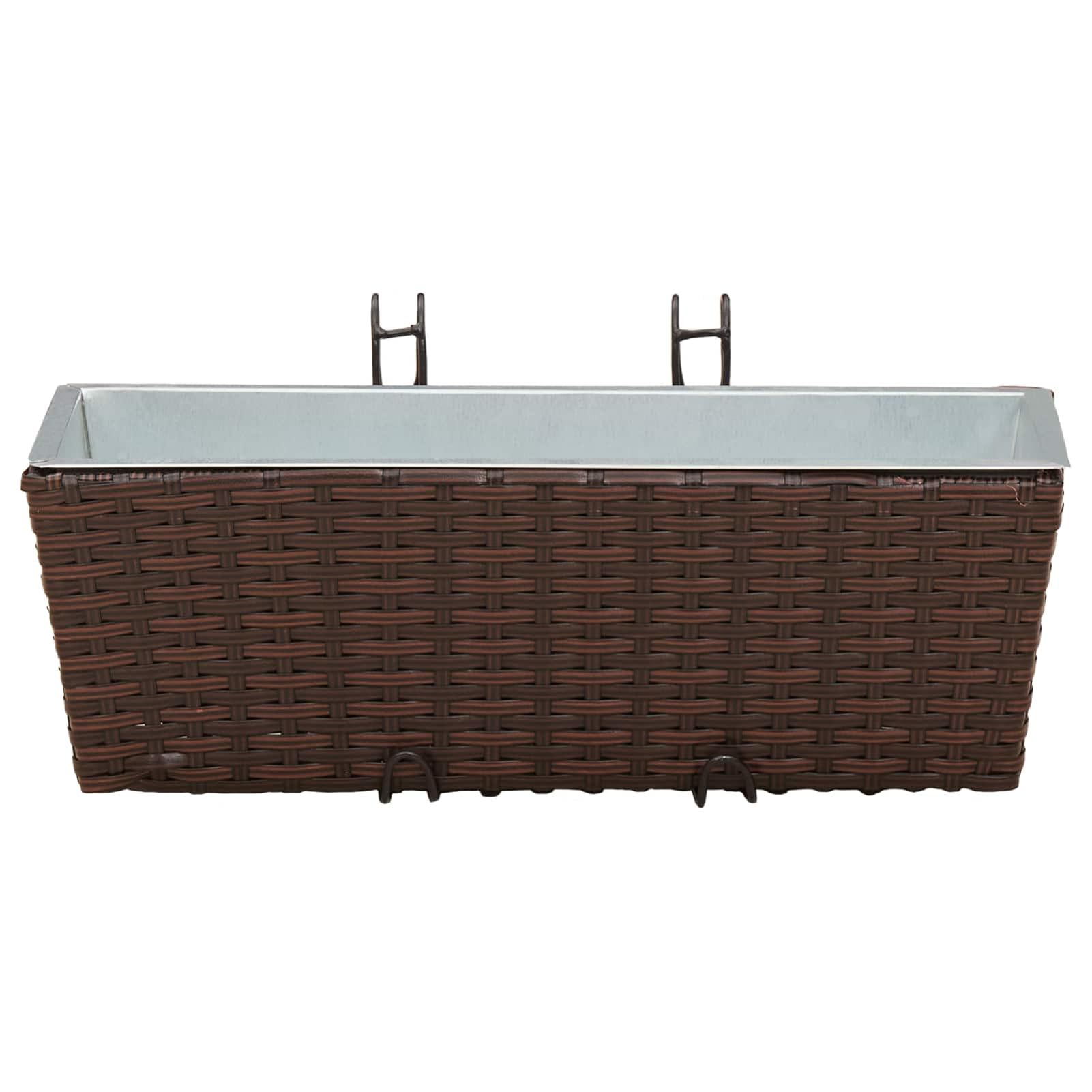 Geecher Ringhiera Metallo, Fioriera per Railing da Balcone Esterna con Design a Trapezio e Motivo in Stile Rattan, 50 x 17 x 17 cm, Metallo, per Balconi e Terrazze