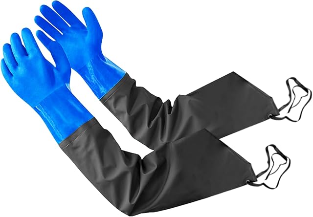 Eiito Drain cleaning gloves,Pond Gloves,Long Rubber gloves,Waterproof Gloves elbow length rubber gloves- 27 Inch Insulated Waterproof Gloves