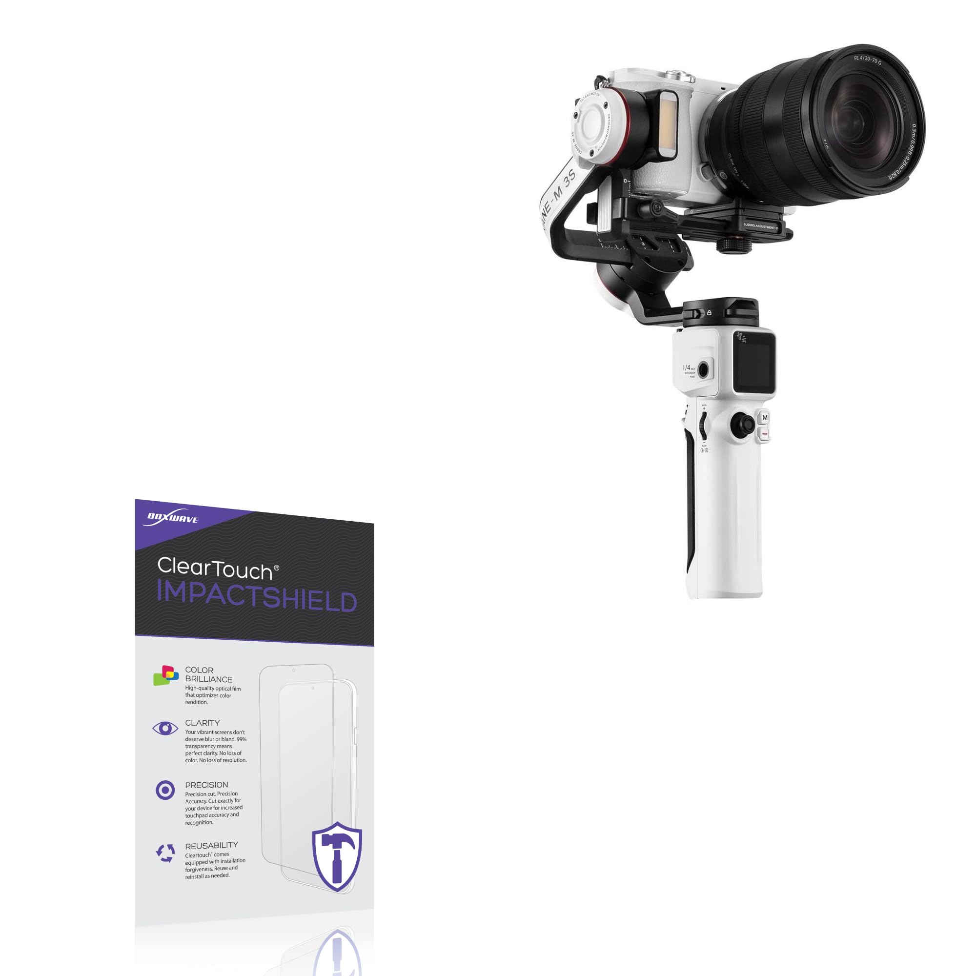 BoxWave Screen Protector Compatible With Zhiyun Crane M3S - ClearTouch ImpactShield (2-Pack), Impenetrable Screen Protector Flexible Film