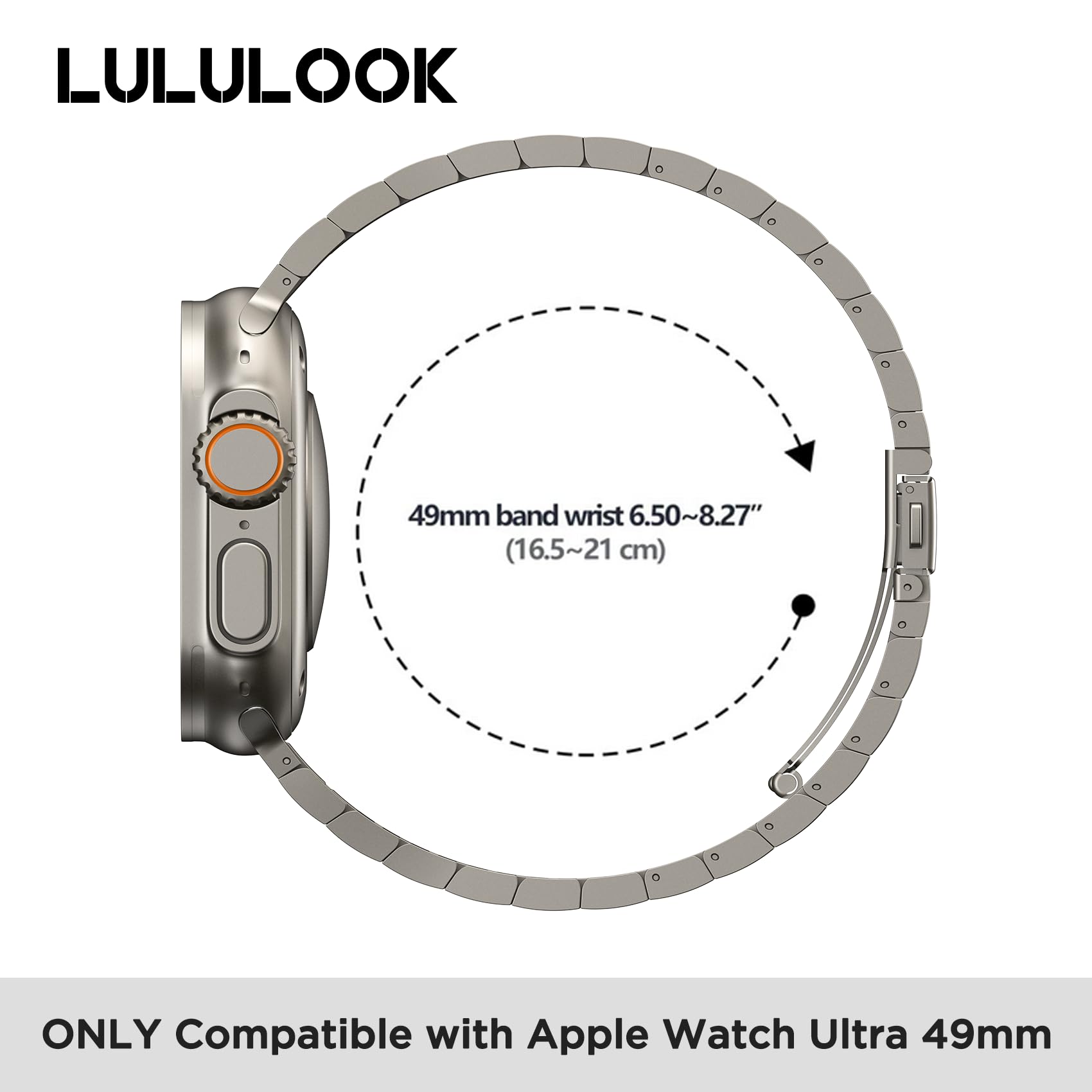 LULULOOK Cinturino Titanio Grado 2 per Apple Watch Ultra 2, [Rivestito in DLC], Ultra-Leggero Anti-Rash, Facilmente Regolabile e Pulibile, Prezioso, Cinturino per Apple Watch Series 10 (49/46/45/44mm)