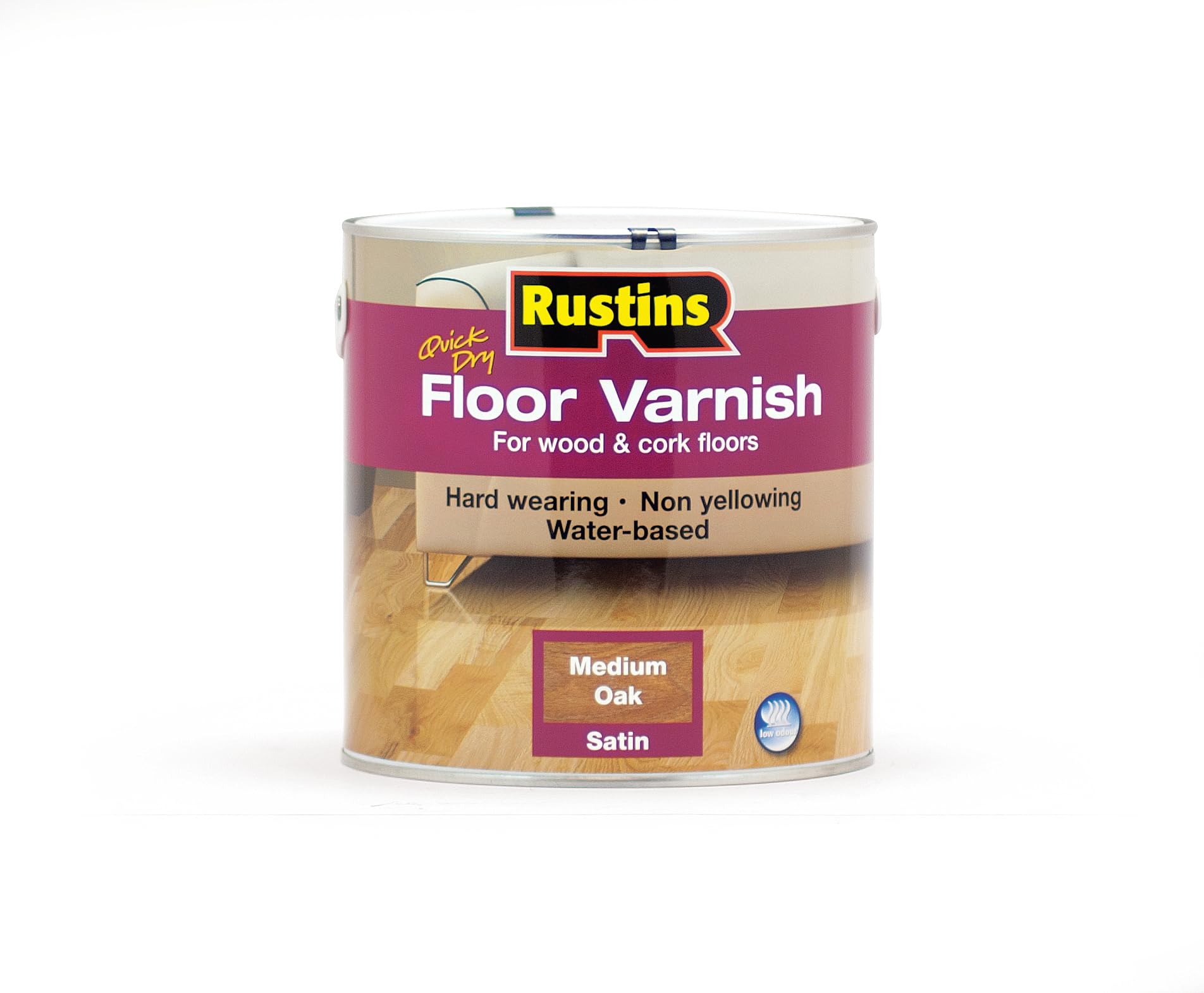 Rustins Quick Dry Coloured Floor Varnish Medium Oak 2.5 litre RUSQDCFVMO25