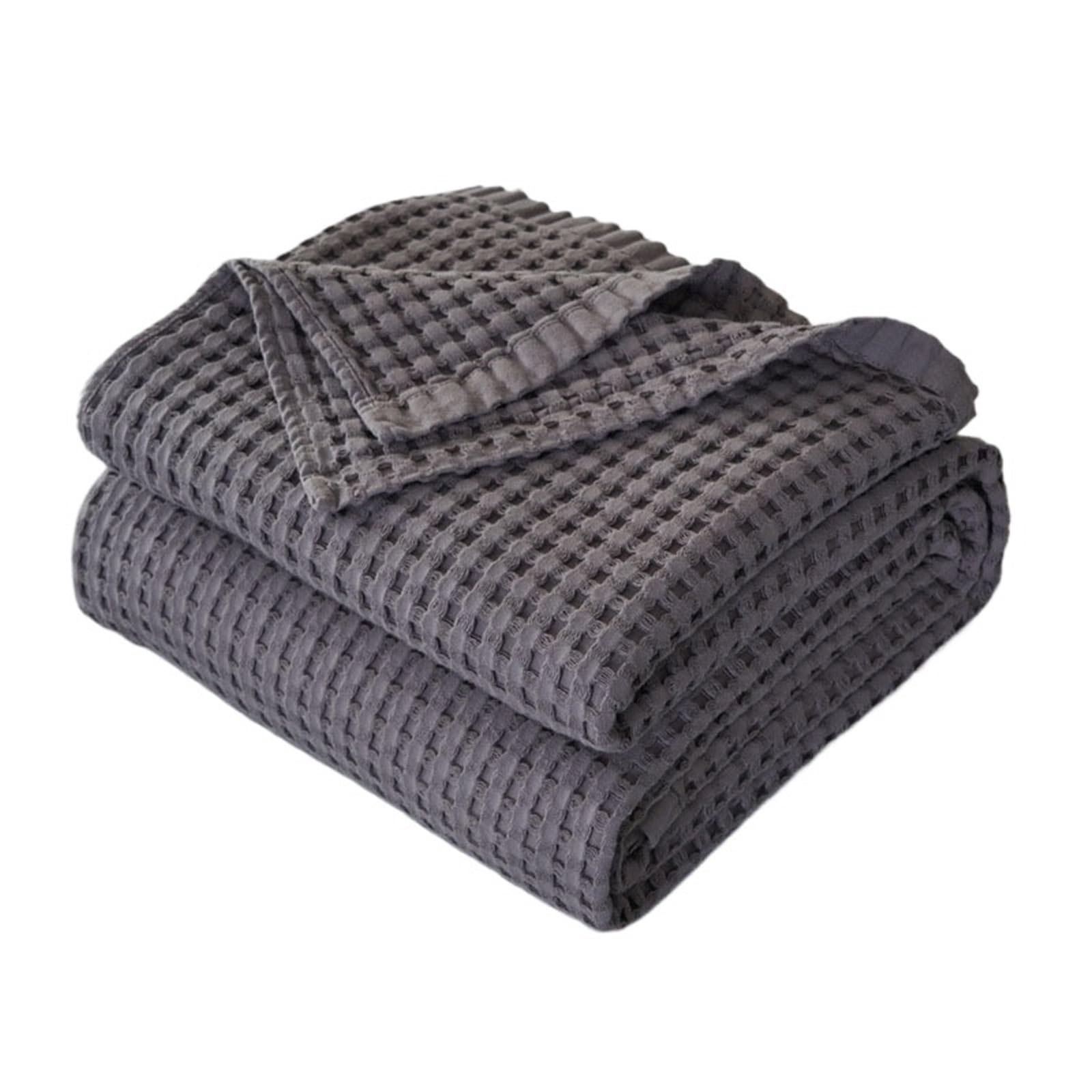 Manta de algodón gofrado gris y blanco para cama individual y sofá 1