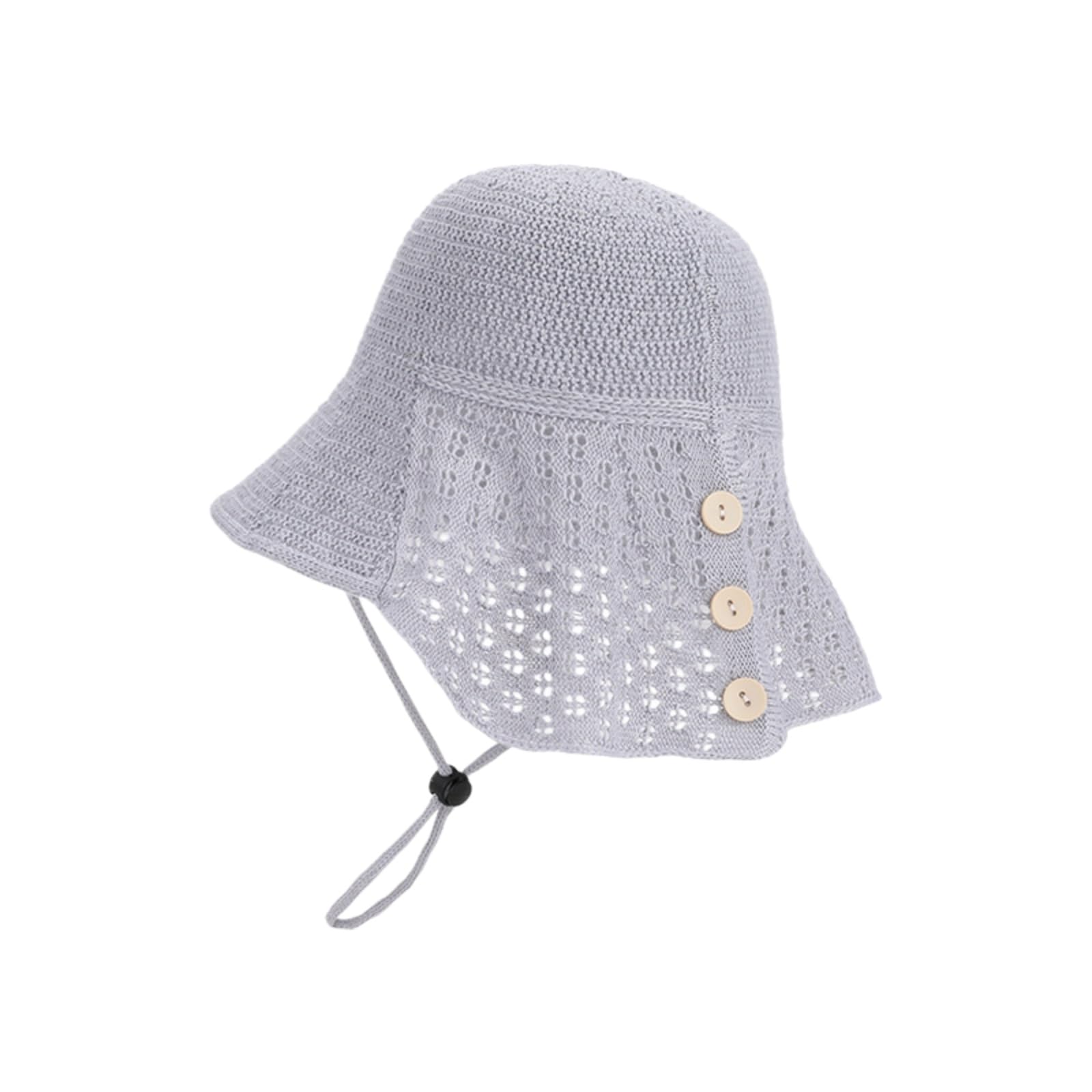 Cappellino da Baseball,Cappello Pescatore Cappello A Secchio di Paglia Tessuto Mano delle Donne, al Sole Cavo Traspirante per L'uso Viaggio della Spiaggia Estiva-Gray