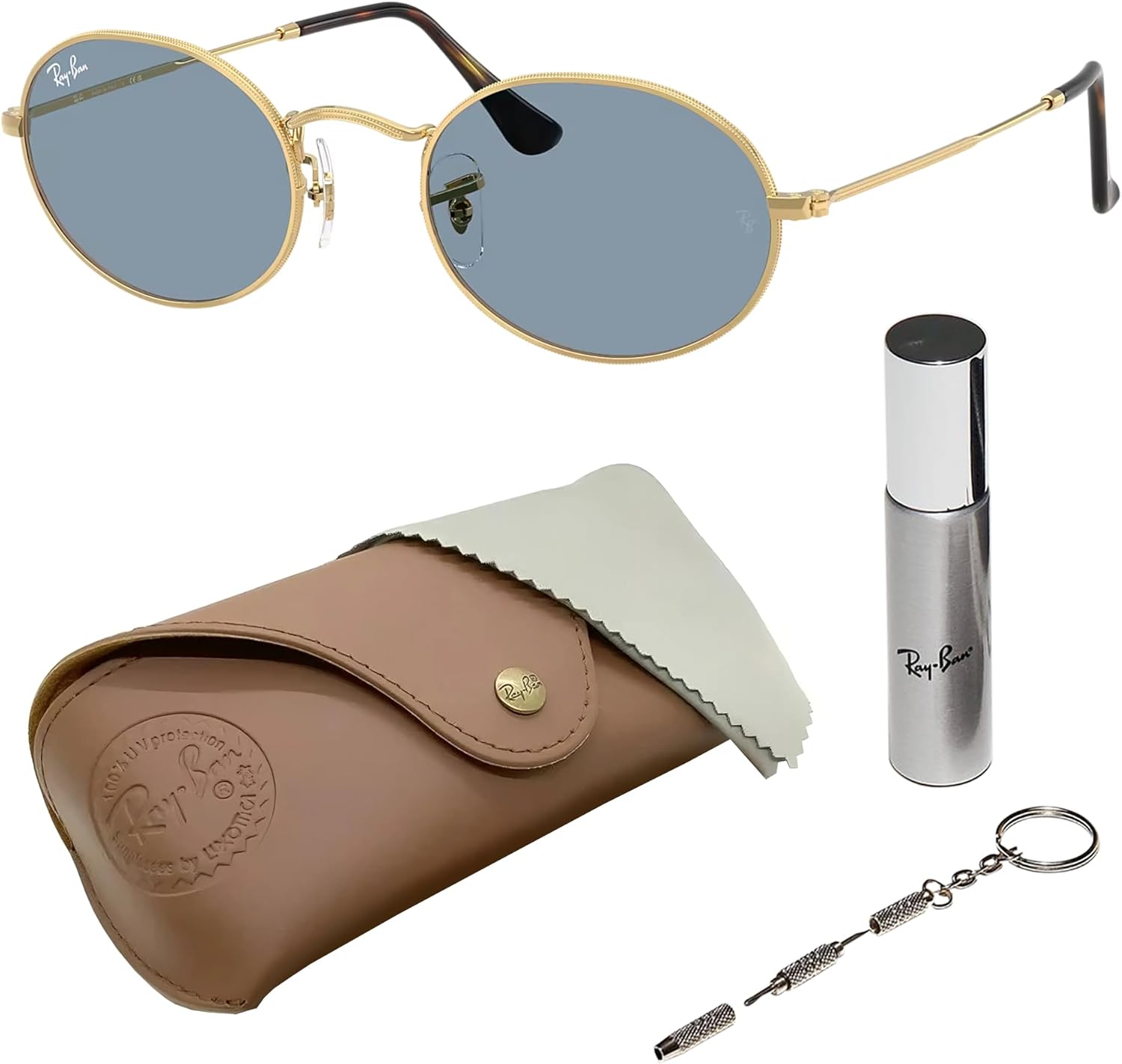 Ray-Ban RB3547 OVAL METAL SUMMER CAPSULE Oval Shaped Sunglasses for Men & Women with Official RAYBAN Eyewear Kit