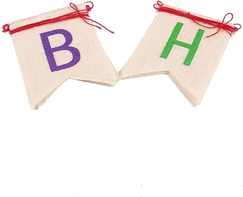 Miniatura 3 de Pancartas de arpillera de feliz cumpleaños para adultos y niños, banderas coloridas de guirnalda de banderines para decoraciones de fiesta de