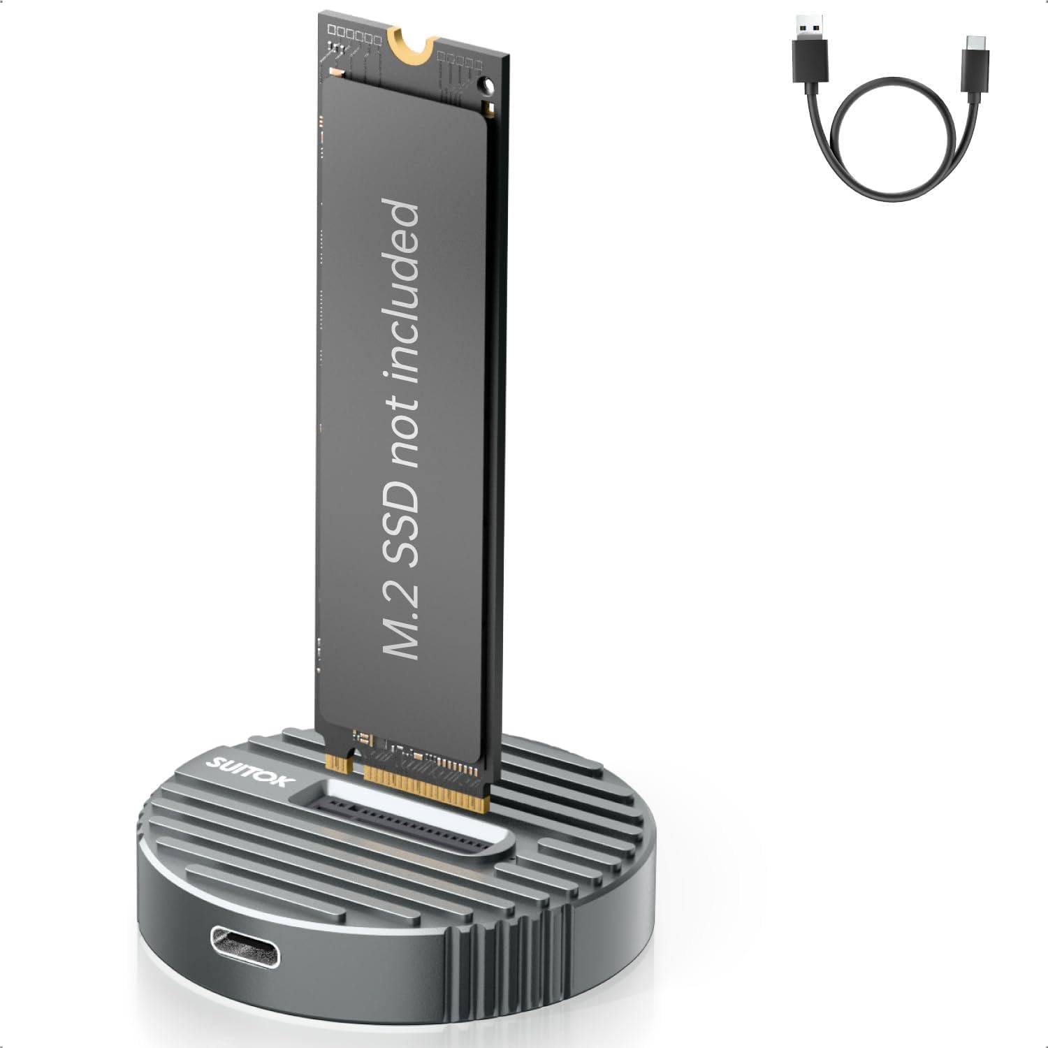 M.2 NVMe SSD Reader External, 10Gbps M2 to USB Adapter for Both M 2 (M Key, B+M Key) NVMe and SATA NGFF SSD Dock, Size for 22110 2280 2260 2242 2230 Drive Round Docking - Aluminum Alloy