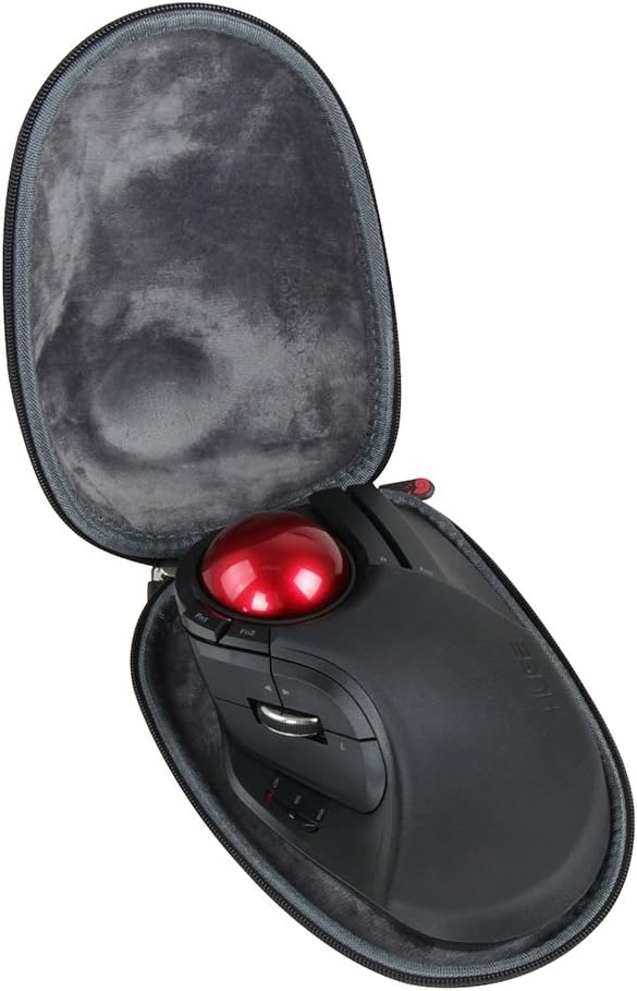 Hard EVA Travel Black Case fits ELECOM Wireless Trackball Mouse Extra Large Ergonomic Design 8-Button Function (M-HT1DRBK)