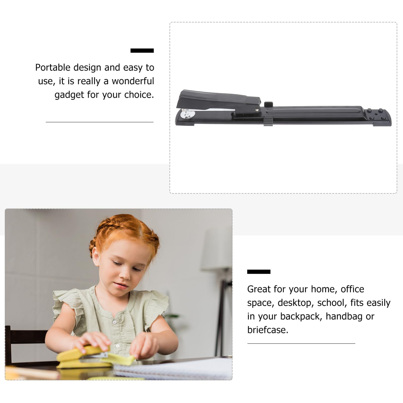 Cucitrice a Braccio da Scrivania, Macchina Cucitrice Manuale Portatile per Ufficio, Scuola e Casa, Pinzatrice per Alti Spessori Design Compatto e Facile da Usare