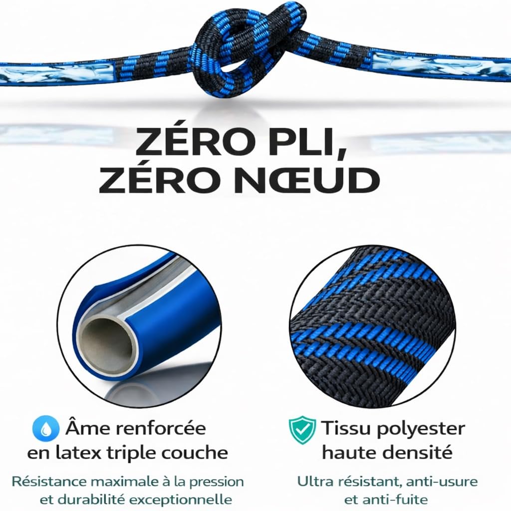 Manguera de Jardín Extensible 22,5 m (75 FT) Premium – Triple Látex – Conectores de Latón – Pistola de Metal con 10 Modos de Pulverización – Alta Resistencia (Verde) (Azul)