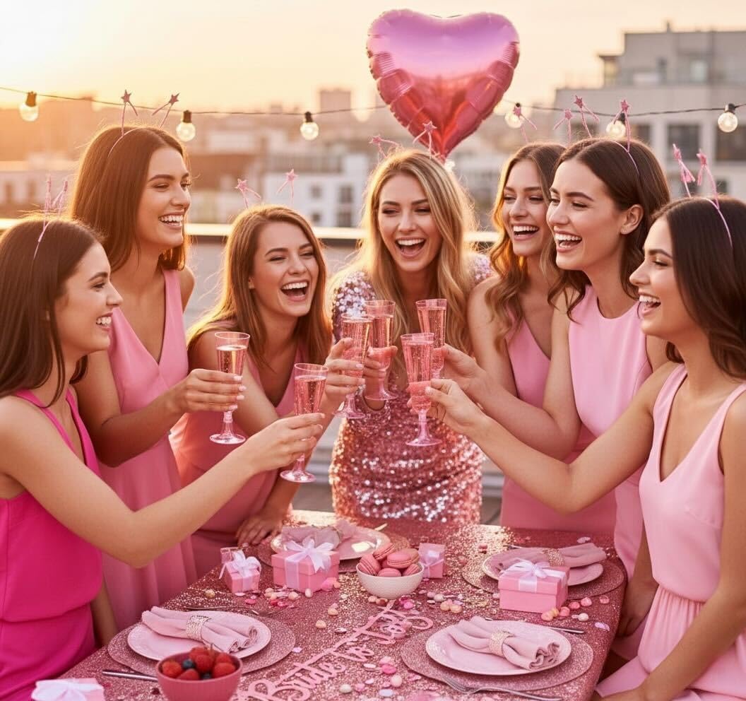 MATANA 50 Glitter Pink Champagne Flutes Plastic Champagne Glasses 5 oz, Reusable Pink Plastic Wine Glasses, Copas De Plastico Para Brindis, Toasting Glasses for Wedding, Bridal Shower, Girl's Party - Image 2