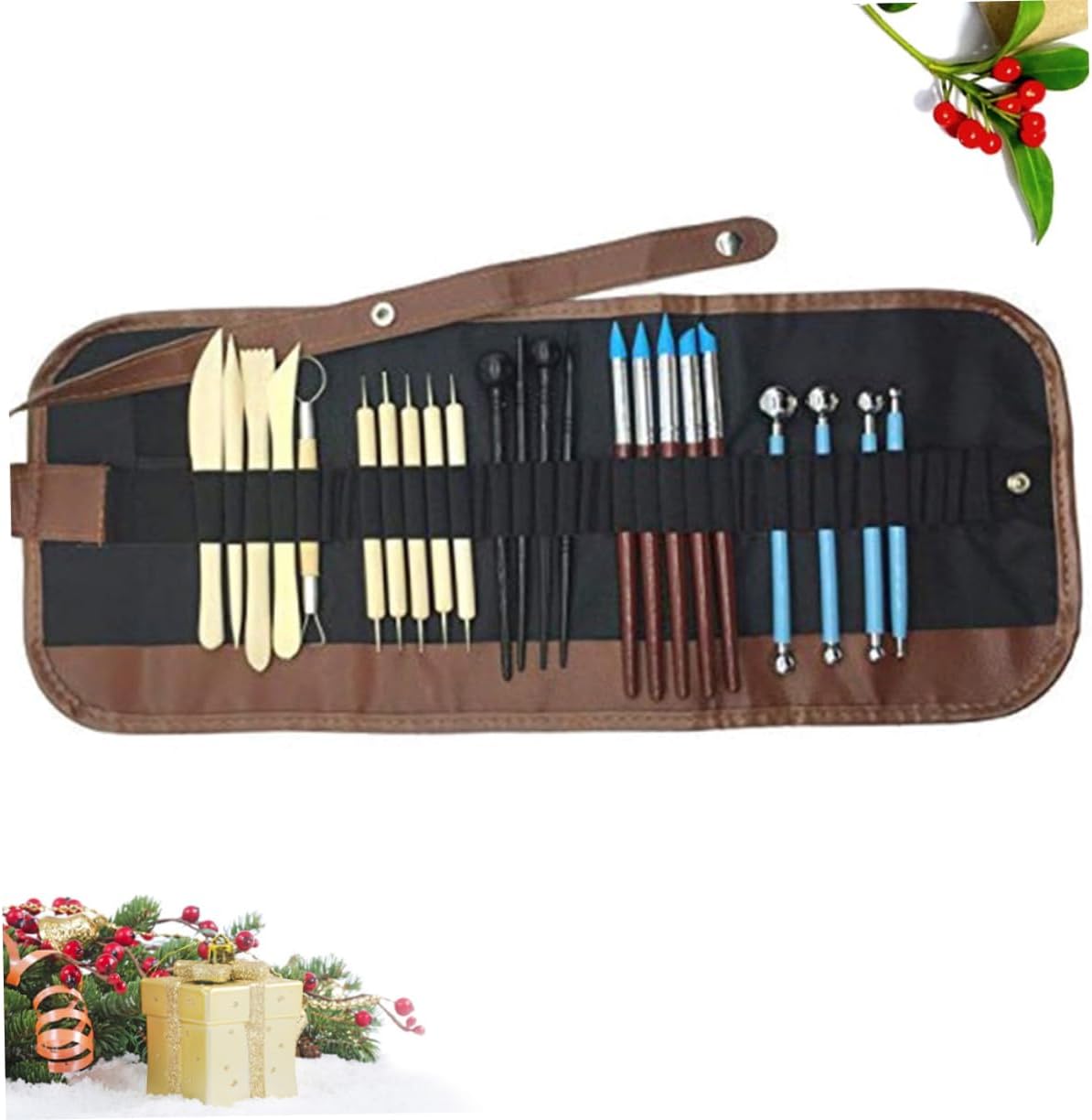 ARTIBETTER 24pcs Clay Pottery Modeling Tools Carving Tool Set Comfortable Grip Portable for Art Projects