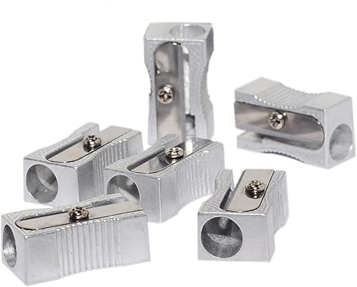 Sacapuntas de doble lápiz, de aleación de aluminio, de metal, hoja de acero de 1 agujero, rectangular, pequeños sacapuntas para lápices estándar n.