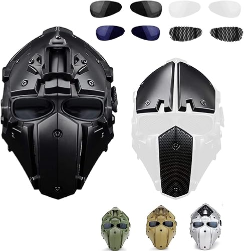 iMeshbean Máscara protectora de cara completa, casco táctico de Airsoft con visera para caza, paintball, cosplay, película, utilería