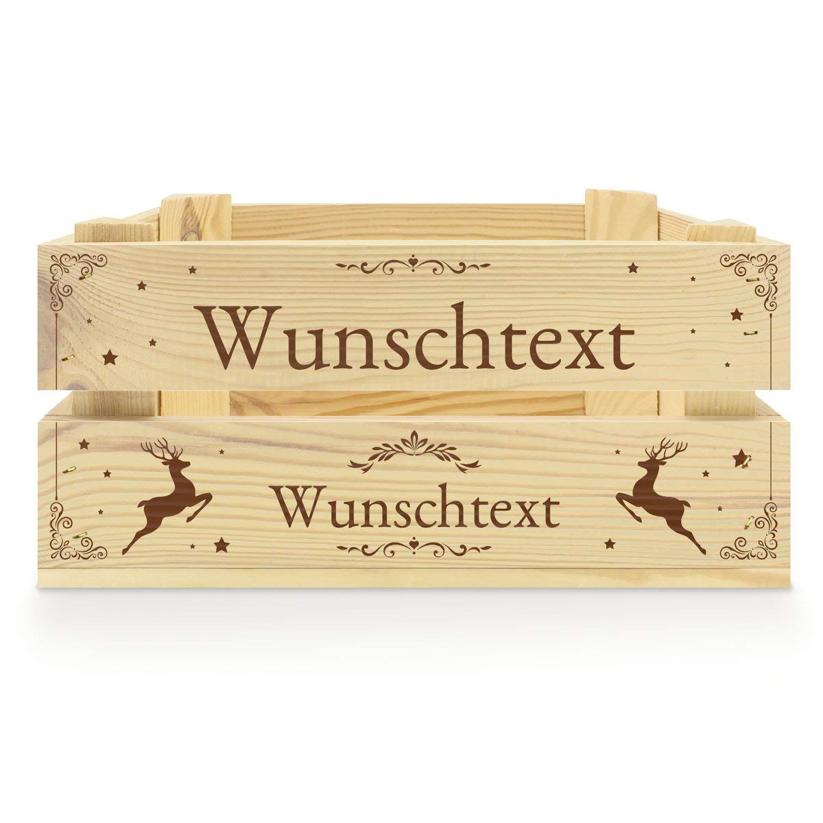 printplanet® - Holzkiste mit Name selbst gestalten - Holzkiste mit Text oder Wunschnamen Personalisieren und Bedrucken - Motiv : Weihnachten