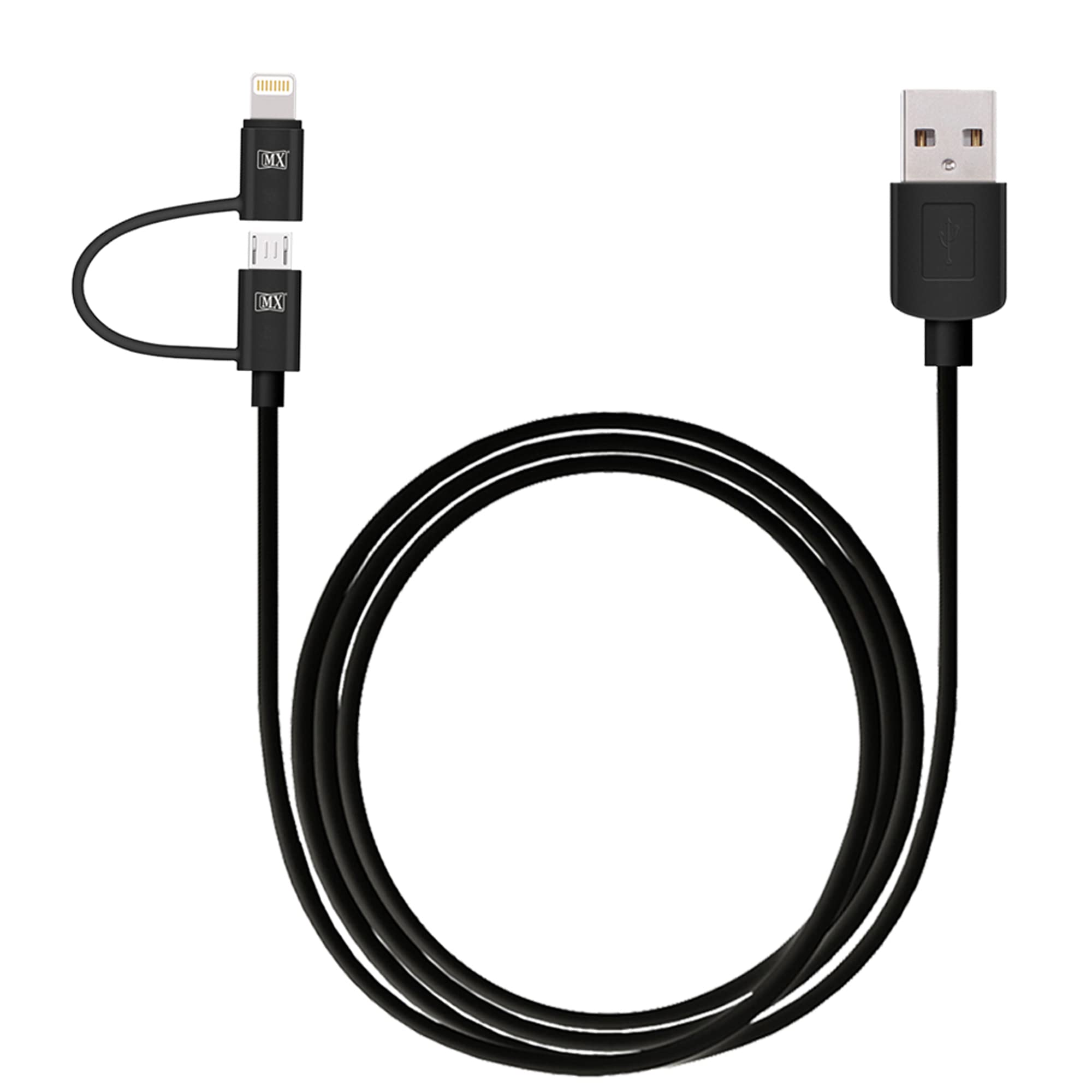 MX Micro USB Cable 2.1 A Copper Braiding 2 in 1 USB_A to Micro-USB & Lightning 8pin Charging Sync Data Cables Compatible with All iPhones (5,6,7,8 & X Series) iPad & iPod, Black-2 MTR (B0BNXFH35B) Amazon Price History, Amazon Price Tracker