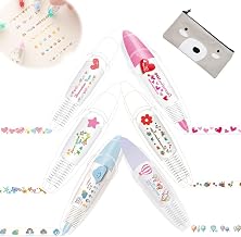Calmsteady Decorative Pen, DIY Cute Animals Press Type Decorative Pen, Ally-Pocket Tape Pen, DIY Lace Decoration Tape Pen, Cute Scrapbooking Diary Decorative Correction Tapes (6PCS Flower+Heart)