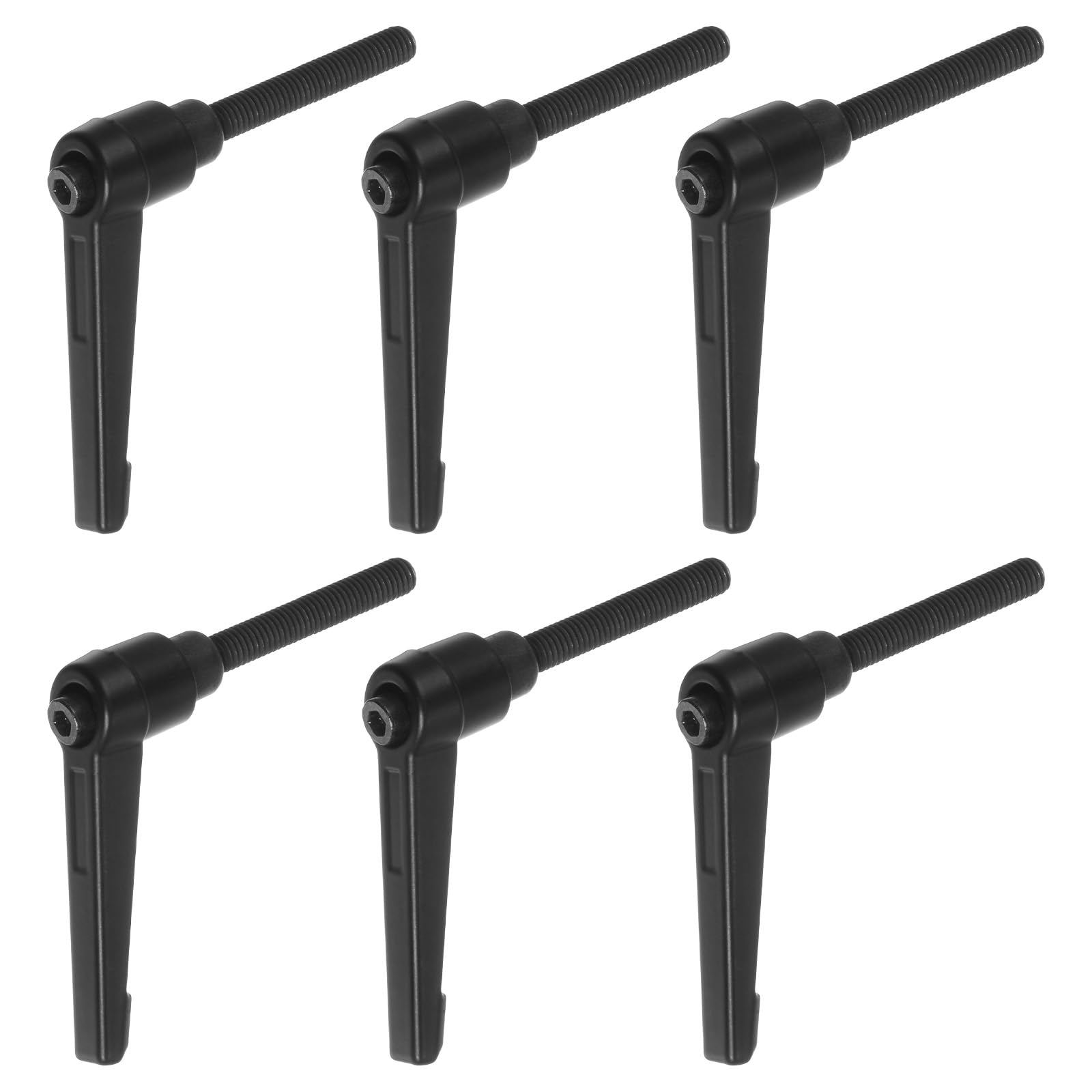 HARFINGTON 6pcs Adjustable Clamping Lever Handles M6 x 50mm Male Thread Bolt Knobs Rotating Screw Locking Quick Release Ratchet Push Button Handle, Black