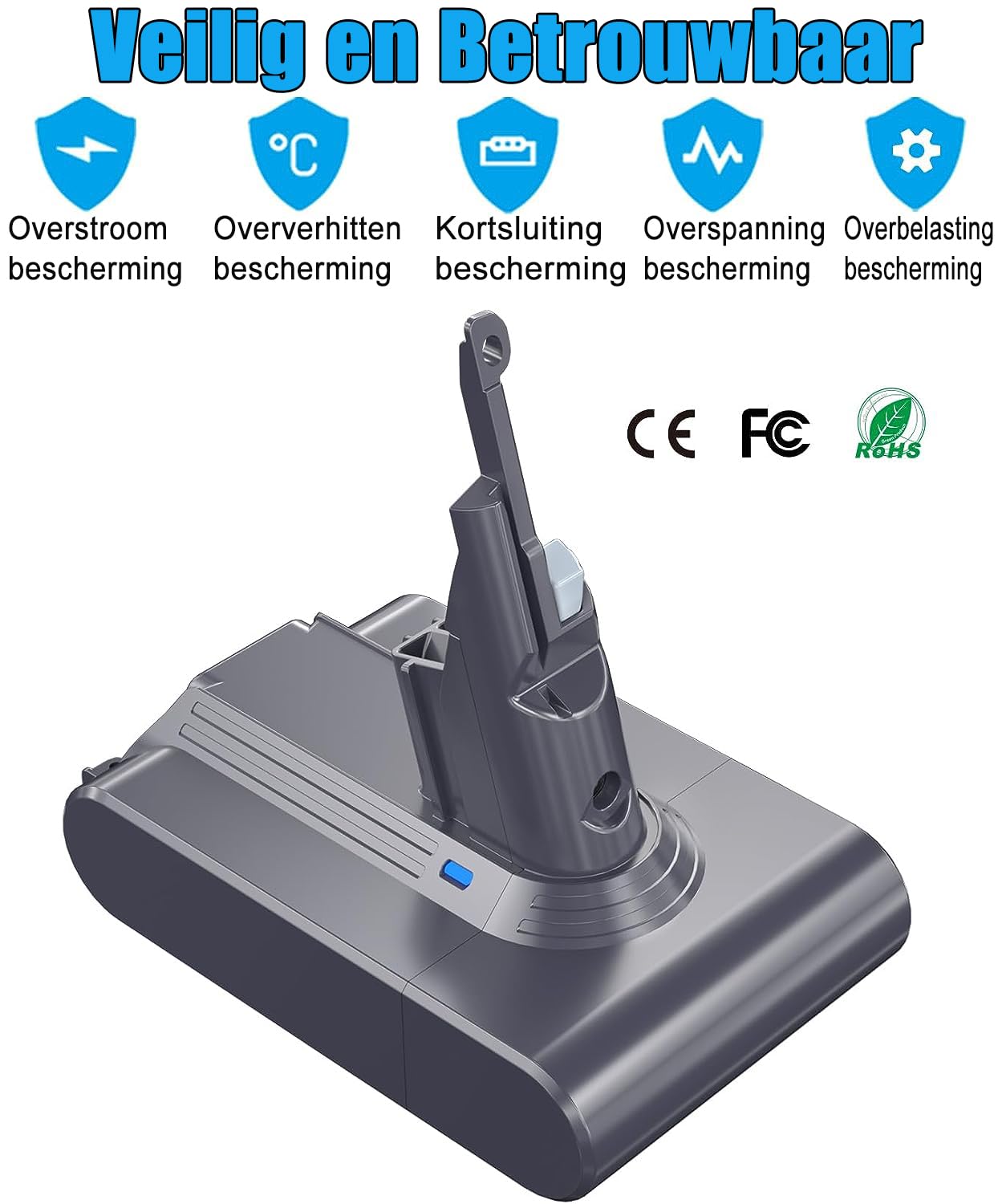 KUNLUN V7 Accu voor Dyson Vervangende Batterij Compatibel met Dyson V7 SV11 Absolute Trigger Animal Fluffy Motorhead pro Car Boat Stofzuiger Reserveaccu