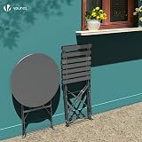 vounot® Set de Bistro Ensemble de Mobilier d'Extérieur de 3 pièces avec Table et 2 Chaises Pliantes en Acier pour Balcon Terrasse et Jardin Gris - 7