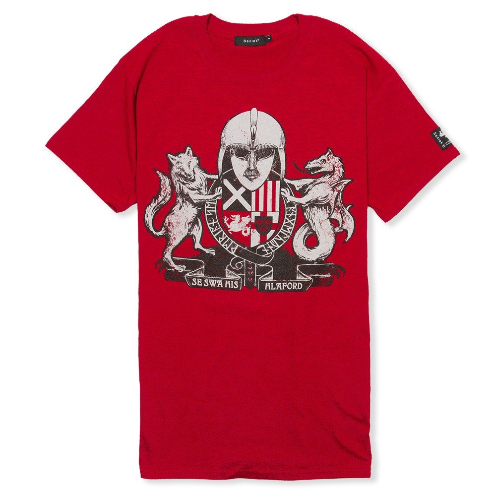 Senlak England T-Shirt ENGLISC Coat of ARMS (Large, Antique Red)