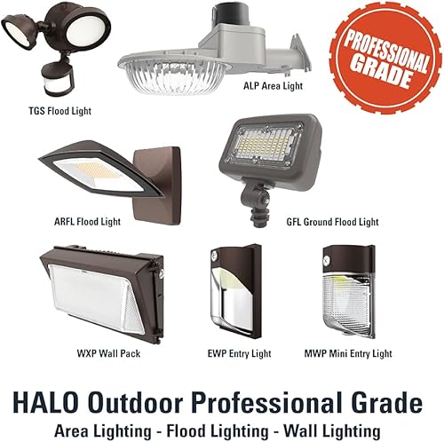 Miniatura 9 de HALO Serie GFLS, 12 vatios, bronce, reflector LED integrado para exteriores, del atardecer al amanecer, 2000 lúmenes máximos
