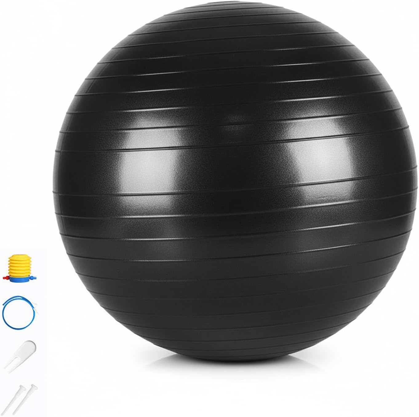 90cm (36in) Exercise Ball, Yoga Ball, Pilates & Fitness – Stability Ball Equipment for Home Gym & Office Chair, Core & Balance Training Accessories,Abs,Stretching, Quick Pump Included, Black