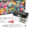 100 Couleurs Marqueurs, Alcool Feutres à Kit Double Pointe Stylo Marqueur, Pour adultes, enfants, artiste, étudiants DIY Art Esquisse, Dessins Animés Peinture,coloriage MH-100W