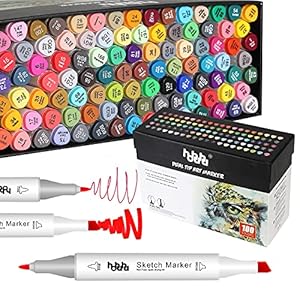 100 Couleurs Marqueurs, Alcool Feutres à Kit Double Pointe Stylo Marqueur, Pour adultes, enfants, artiste, étudiants DIY Art Esquisse, Dessins Animés Peinture,coloriage MH-100W