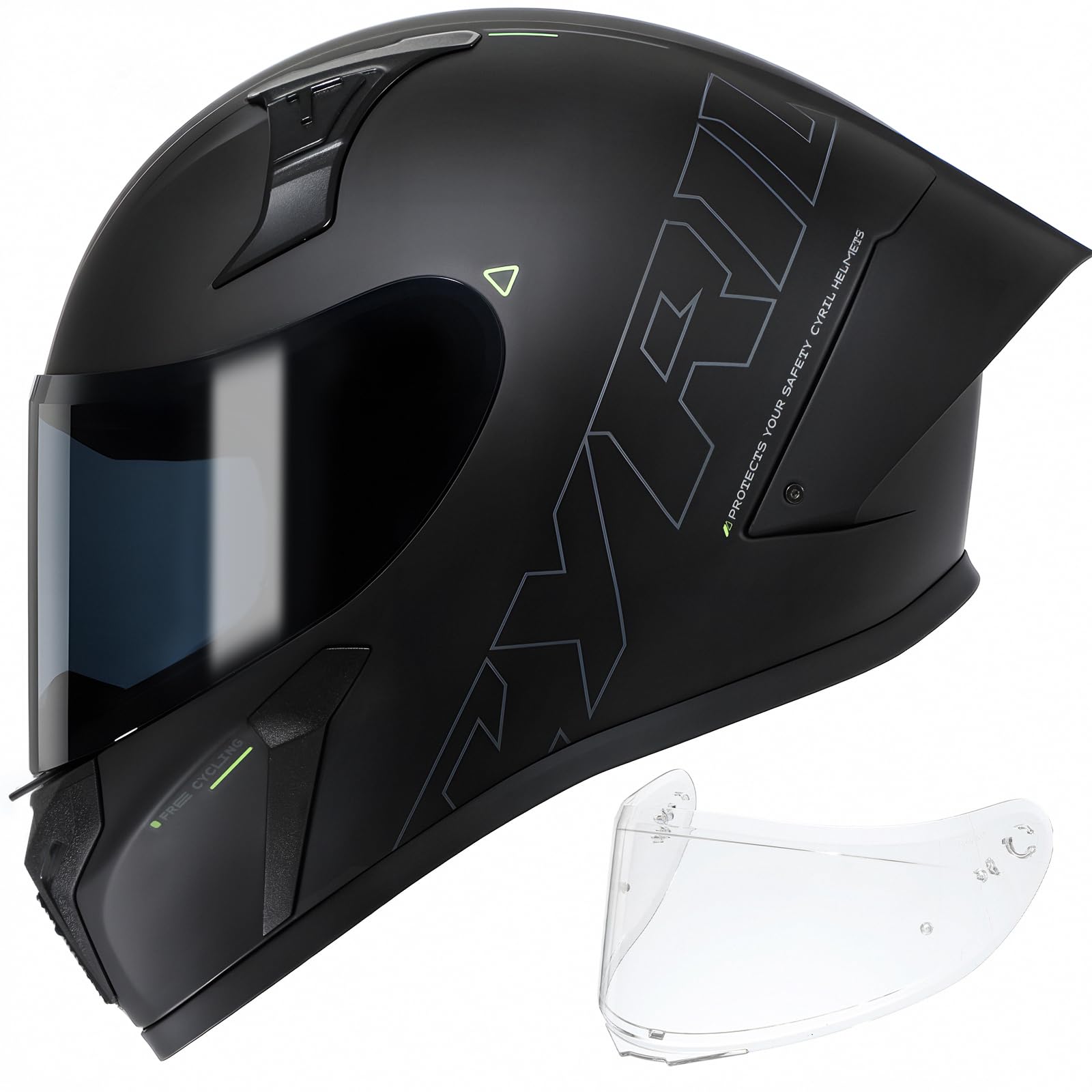 CYRIL Full Face Motorcycle Helmet DOT Approved for Adults, Street Racing