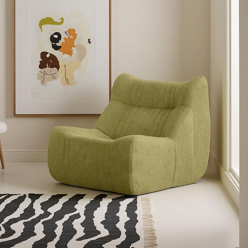 Fluffy Grass Green Sofa Couch No Assembly Required Soft High-Density Sponge Filling Compressed Boneless Design Comfortable for Home Hotel & Apartment 39x34x31in