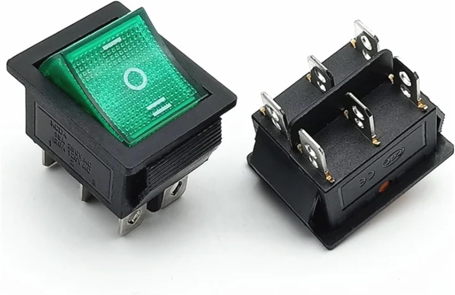 KCD4 1PCS Rocker Switch Power Switch ON-Off-ON 3 Position 6 Electrical Equipment with Light Switch 16A 250VAC/ 20A 125VA(Yellow)