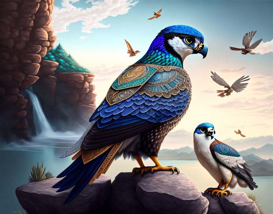 Falcon Stands on a Rock poster toile 58x90cm grand format tableau décoration murale rapace