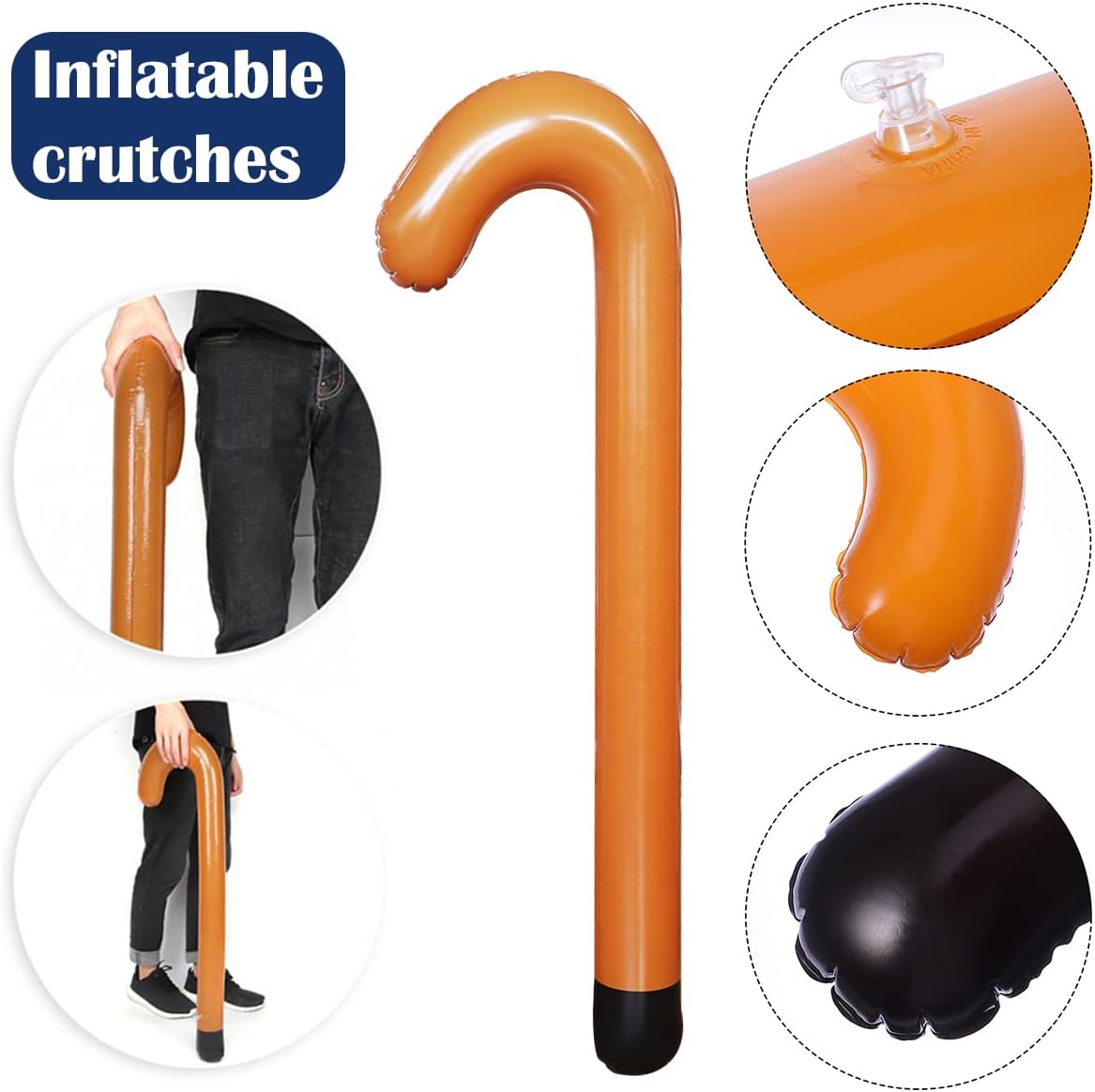 DOERDO 2PCS Inflatable Walker and Cane, Funny Old Age Costume Accessories Dress Up for 100th Day of School Halloween Retirement Party Decorations