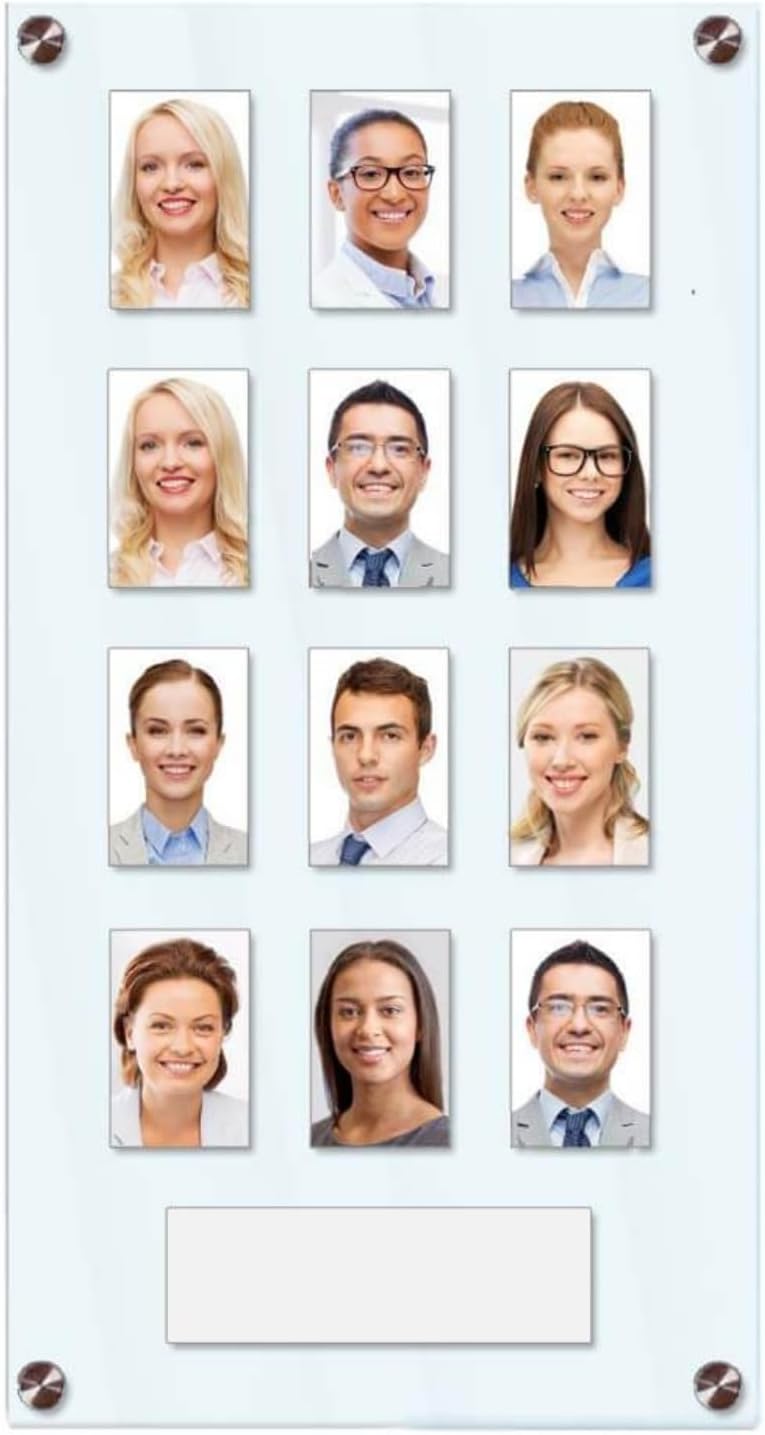 Get Acrylic Photo Frames - Clear 12 Pocket Image Staff, Student, Employee Display Board With Pocket Header. 506mm Height x 256mm Width (50cm x 26cm)